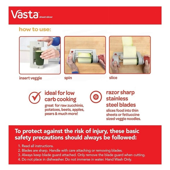Vasta Sheet Slicer Fruit & Vegetable Slicer for Low Carb Keto Vegan Eating NWT - Picture 9 of 9